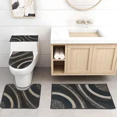 MITAPETE COM - Juego De Baño 4 Piezas Antideslizante Tapetes Para Baño Café