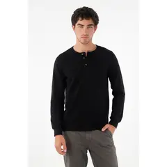 TENNIS - Camiseta de manga larga negra para hombre