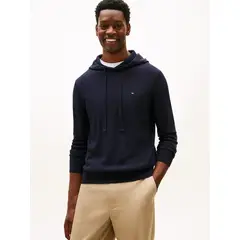 TOMMY HILFIGER - Buzo azul marino con capota, cordón y logo