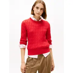 TOMMY HILFIGER - Saco rojo de punto con cuello redondo