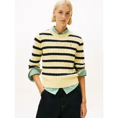 TOMMY HILFIGER - Saco amarillo de punto con cuello redondo