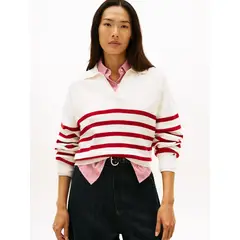 TOMMY HILFIGER - Saco blanco tipo polo con diseño de rayas