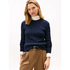 TOMMY HILFIGER - Saco azul de punto con cuello redondo