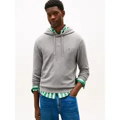 TOMMY HILFIGER - Buzo gris con capota, cordón y logo