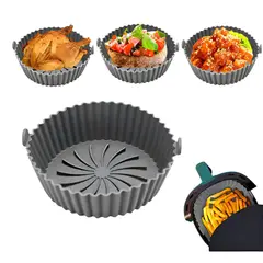 GENERICO - Canastilla Silicona Olla Freidora Air Fryer Reutilizable Color Gris