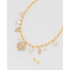 AVEMARIA - Collar Multicharms Caracoles + Aretes