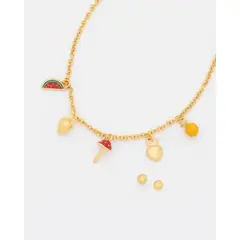 AVEMARIA - Collar Multicharms Hongo + Aretes