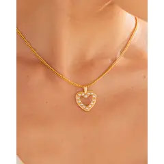 AVEMARIA - Collar Corazón Multiperlas + Aretes Perla