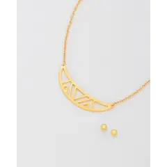 AVEMARIA - Collar Placa Media Luna + Aretes