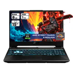 ASUS - PORTATIL GAMER TUF RYZEN 7 7445HS 8 GB RAM 1 TB SSD 15" FHD GEFORCE RTX 3050 4 GB NEGRO