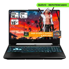 ASUS - PORTATIL GAMER TUF RYZEN 7 7445HS 16 GB RAM 1 TB SSD 15" FHD GEFORCE RTX 3050 4 GB NEGRO