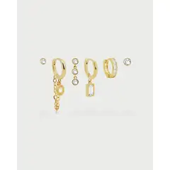 LUNAMAR - Set x3 de Aretes Solitarios Cristales