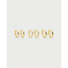 LUNAMAR - Set X3 Candongas Oro Y Cristales