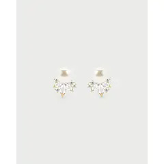 LUNAMAR - Aretes Perla Hojas Cristales