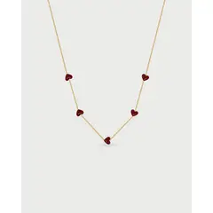 LUNAMAR - Collar Corazones Rojos Acero Inoxidable