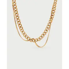 LUNAMAR - Collar Doble Cadena Eslabones - Acero Inoxidable