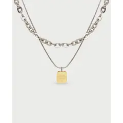 LUNAMAR - Collar Doble Dije Oro - Acero Inoxidable