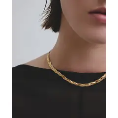LUNAMAR - Collar Trenzado Oro - Acero Inoxidable