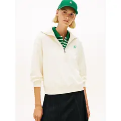 TOMMY HILFIGER - Saco blanco con cierre de media cremallera con logo script