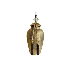 GENERICO - Adorno Ànfora Decorativa Con Textura En Dorado Tamaño Mediano 41 X 14 Cm
