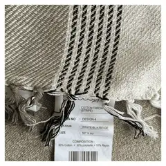 GENERICO - SET DE MANTA Y 2 COJINES DISEÑO 4 BLANCO/ NEGRO /BEIGE