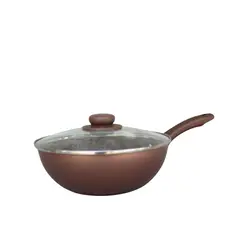UNIVERSAL - WOK AMBAR ANTIADHERENTE DE 24CM CON TAPA DE VIDRIO