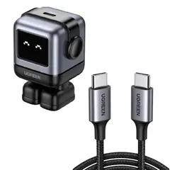 UGREEN - Kit Cargador Robot Carga Rápida Robot 30W + Cable Datos y Carga USB-C 60W 1Metro Negro