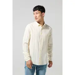 KOAJ - Camisa en algodón crema con manga larga y bolsillo Hombre