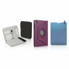 GENERICO - Forro funda Estuche Giratorio 360 para samsung s6 lite + funda + paperlike morado