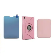 GENERICO - Forro funda Estuche Giratorio 360 para samsung s6 lite + funda + paperlike rosa