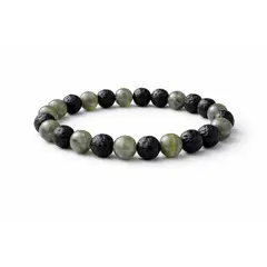 UBMD - Pulsera Hombre Labradorita Verde Piedra Lava 8mm