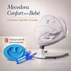 PREMIUM - SILLA MECEDORA CON MOSQUITERO Y MUSICA INCLUYE REGALO COLOR GRIS