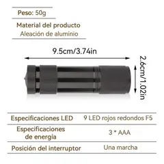 GENERICO - Linterna Roja 625nm para Localizacion de Venas y Caza