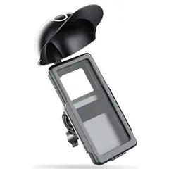 INNOVA - Soporte Celular Moto Y Bici Con Visera Solar E Impermeable Protección Pro Antivibración Negro Negro