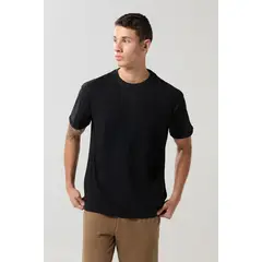 KOAJ - Camiseta en algodón unicolor con manga corta y costura Hombre