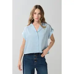 KOAJ - BLUSA CUELLO RESORT CON HOMBRO RODADO. Mujer
