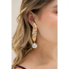 FLORIPONDIA - Aretes Gotas Perlas.