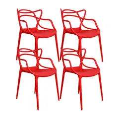 BOXBIT - Kit por 4 Silla Solna Tipo Master Jardín - Rojo