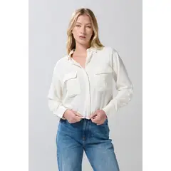 KOAJ - BLUSA CAMISERA BOLSILLOS CON TAPAS CROP MANGA LARGA Mujer