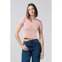 KOAJ - Camiseta para mujer en tela acanalada, cuello redondo y Mujer
