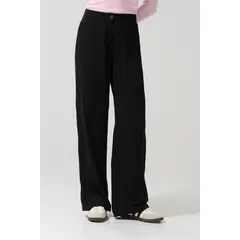 KOAJ - Pantalón palazzo tiro alto negro con bota ancha Mujer