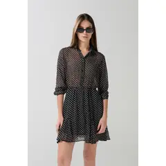 KOAJ - VESTIDO ESTAMPADO CAMISERO CORTO, MANGA AGLOBADA Y CINT Mujer