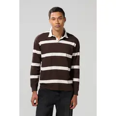 KOAJ - Camisa polo manga larga con cuello en tela contraste y Hombre