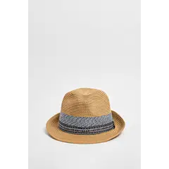KOAJ - Sombrero panamá café claro con tejido en contraste Hombre