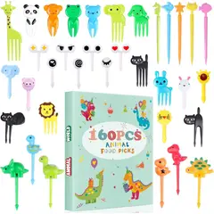 GENERICO - Set 160 Tenedores Niños Animales Frutas Lonchera Pinchos