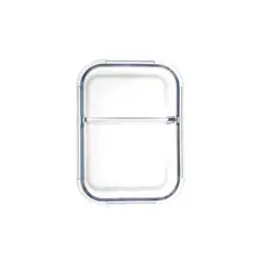 KITCHENWARE - CONTENEDOR REFRACTARIO HERMETICO RECTANGULAR EN VIDRIO DE 580ML CON 2 DIVISIONES