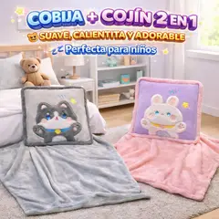 BEBESITOS - ALMOHADA COBIJA 2 EN 1 PARA NIÑOS REGALO PERFECTO COLOR GRIS