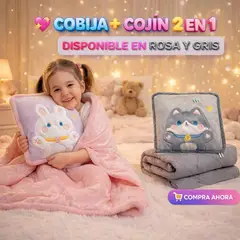 BEBESITOS - ALMOHADA COBIJA 2 EN 1 PARA NIÑOS REGALO PERFECTO COLOR ROSA
