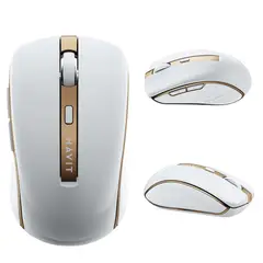 HAVIT - Mouse Inalambrico Ergonomico, Interfaz Dongle USB Blanco + Dorado 6 Botones