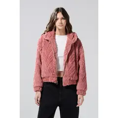 KOAJ - Chaqueta afelpada unicolor con texturas y capota Mujer